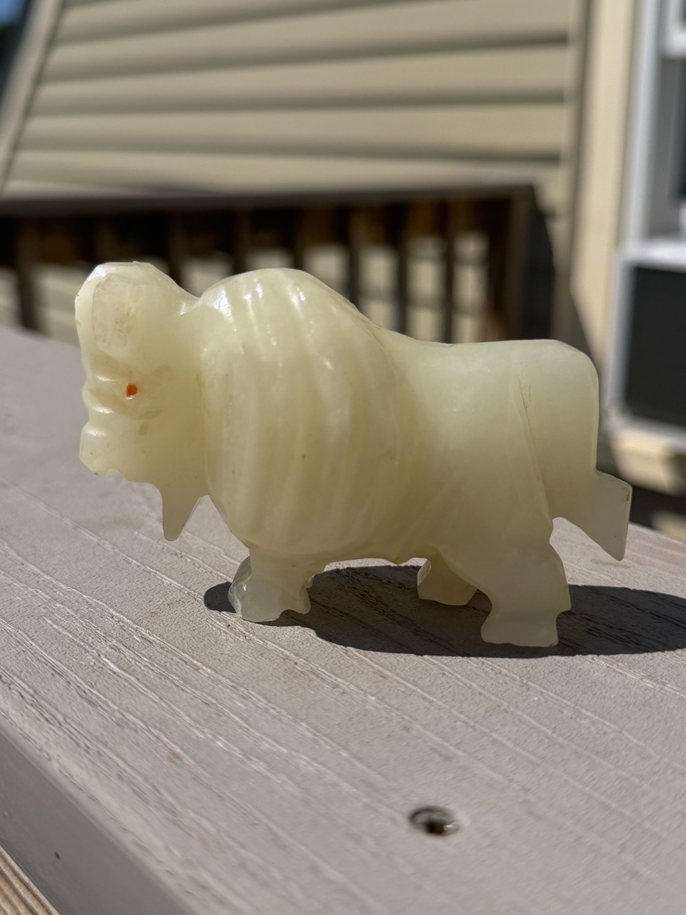 Vintage Carved Onyx Buffalo Figurine, 2”H x 3.5L